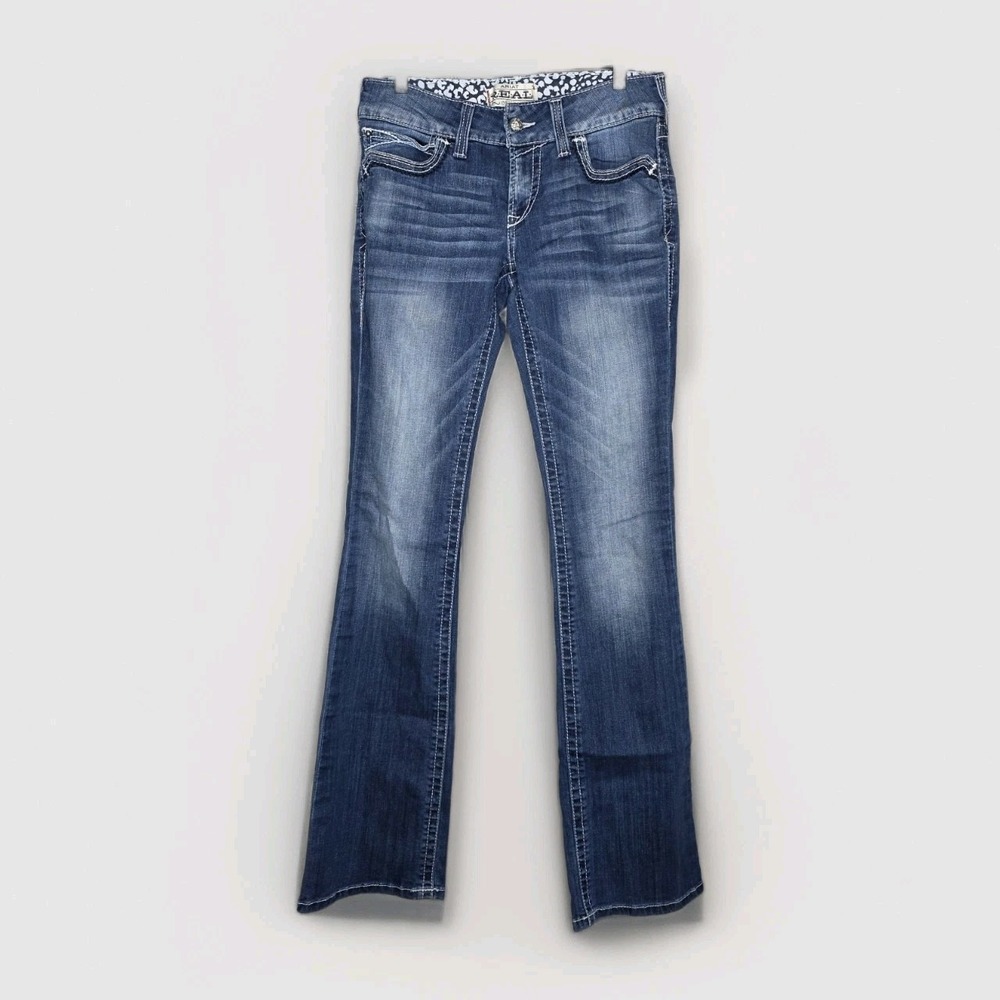 ARIAT Real Denim Womens 29L Thick Stitch Boot Low Rise Stretch Blue Jeans 29x34